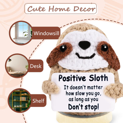 Positive Crochet Sloth, Emotional Support Animals,Birthday Gifts for Women Men,Funny Stuffed Crafts for mom and dad, Anxiety Relief Items