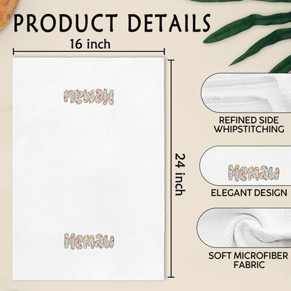 Memaw Gifts Kitchen Towels, Funky Memaw Gifts from Grandkids, Mothers Day Birthday Gift for Grandma, Wildflower Grandma Hand Dish Tea Towel for Kitchen Decor, 16x24 Inch
