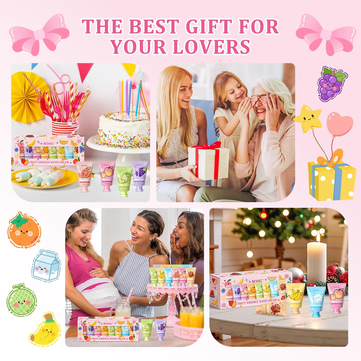 BESNEL 8 Pack Hand Cream Gift Set For Women, Teacher Appreciation Gifts, Mini Hand Lotion Travel Size in Bulk for Dry Cracked Hands, Graduation Gift, Birthday Gift, Bridesmaid Gift,Party Favors