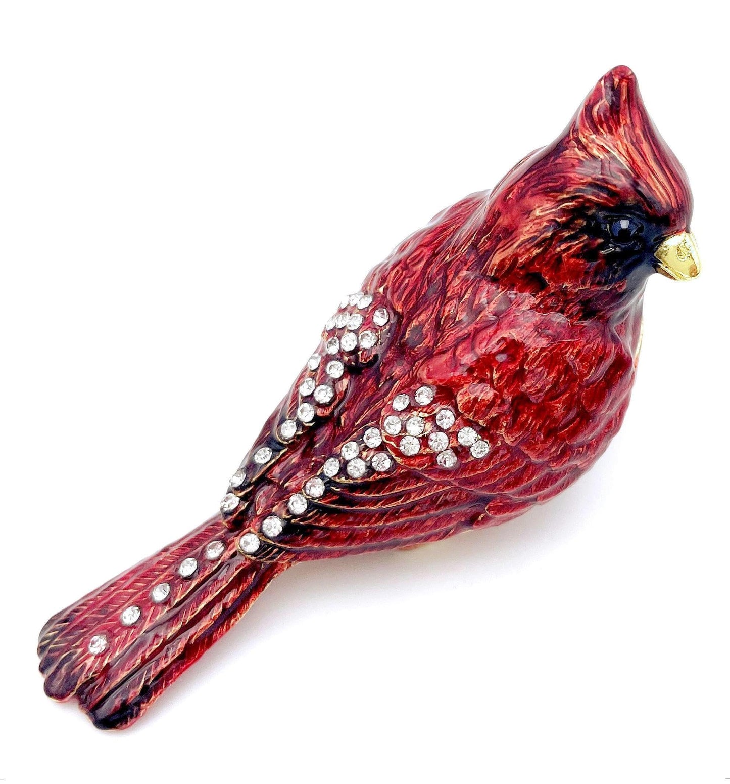 Luxury Red Cardinal Bird Gifts Jewelry Trinket Boxes Hinged.Decorative Keepsake Ring Box.Necklace Rings Earrings Organizer.Bird Figurines Accents Home Decor Gifts for Women.
