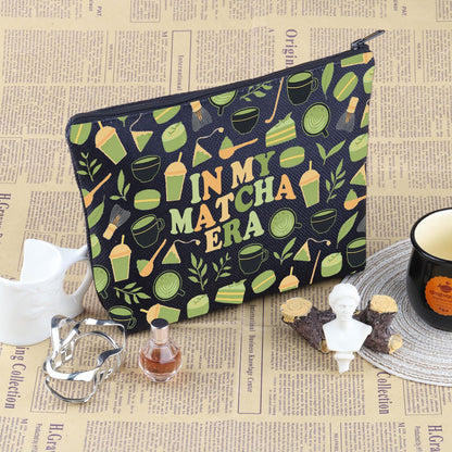 VAMSII Matcha Lover Gift Matcha Era Makeup Bag Tea Lover Cosmetic Bag Matcha Merch (Matcha Era M)