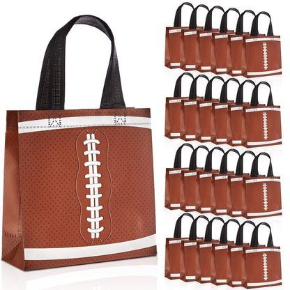 24Pcs Football Gift Bags With Handles Bulk Sport Theme Treat Candy Bags Football Team Present Non Woven Goodie Snack Favor Bag for Sport Boys Birthday Party Favor Baby Shower Decorations Supplies