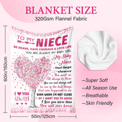 BAOERN Niece Gifts from Auntie - Niece Birthday Gifts - Christmas Graduation Present for Nieces - Gift for Teen Girls & Kids - Teen Girl Gift Trendy Stuff - to My Niece‘s Blanket 50"x60"