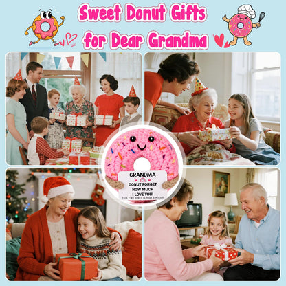 Grandma Gifts for Birthday Christmas - Funny Handmade Crochet Donut Gifts for Grandmother Nana Gigi Mimi, Grandparents Day Mothers Day Present from Granddaughter Grandson Grandkids