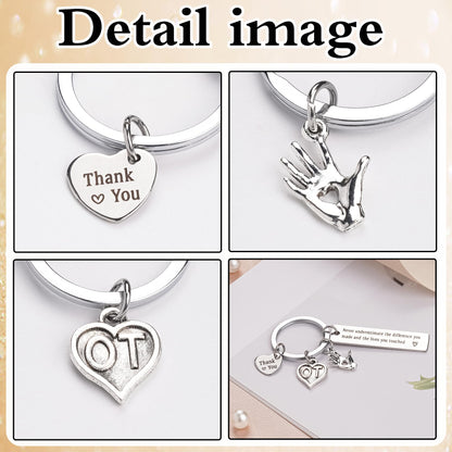 Therapy Gifts Keychain for Women Men - Thank You Keychains for OT PT Therapist, Slp Mental Health Mentor Appreciation Gift