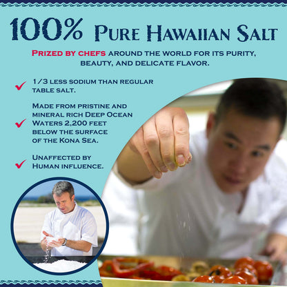 Three Tin Gift Box of Hawaiian Sea Salts, Alaea Red, Kona White and Uahi Black Salts