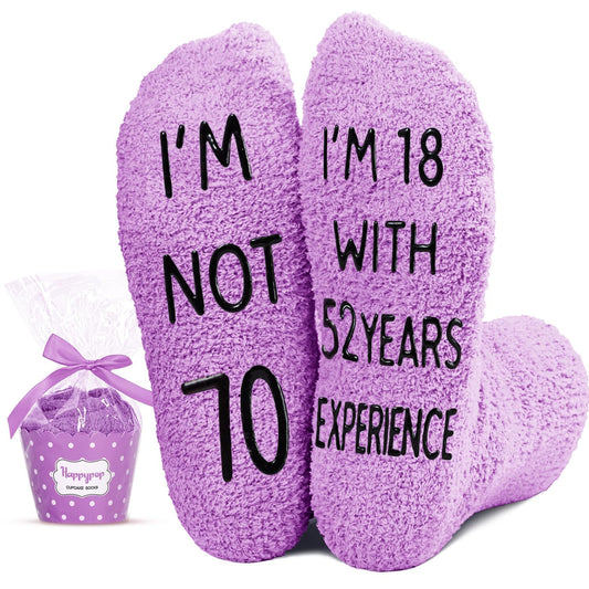 HAPPYPOP 65TH Birthday Gifts for Women - 61 62 63 64 65 66 67 68 69 70 Birthday Socks Purple
