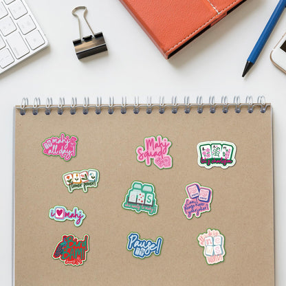 20 Pcs Funny Mahjong Stickers for Water Bottle, Scrapbook, Laptops, Phone Self-Adhesive Waterproof Mahjong Stickers Vinyl Chinese Mah Jong Decals Gifts for Party Decoration