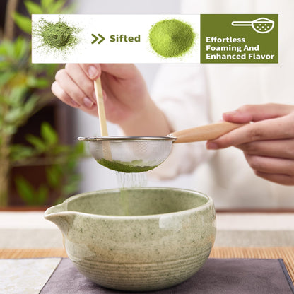 9-Piece Matcha Whisk Set, Complete Japanese Matcha Kit Tools with Ceramic Bowl, Bamboo Whisk & Scoops, Tea Ceremony Set in Elegant Gift Box, Mother’s Day Gift for Women (Matcha Green)