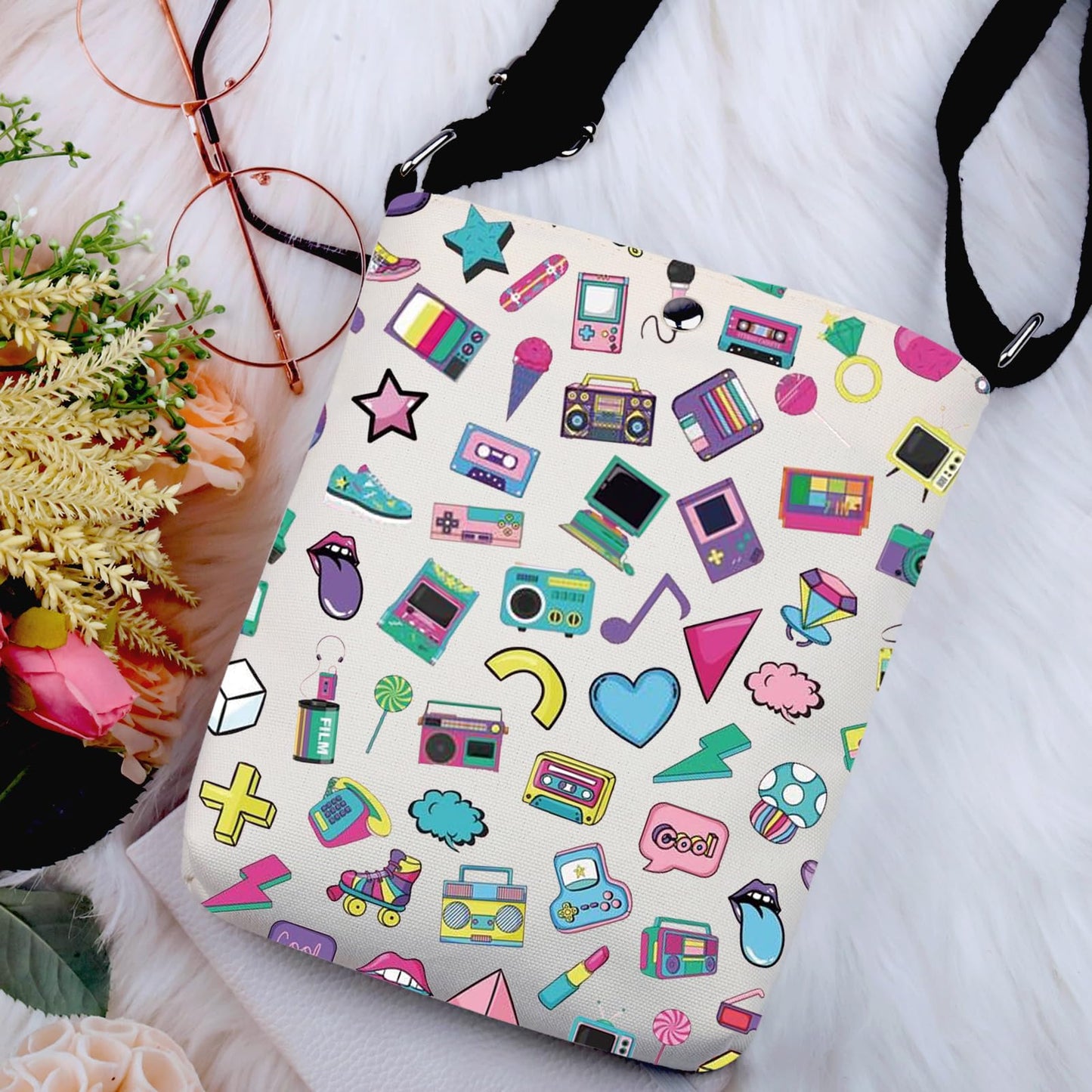 G2TUP 80s Lover Gift 80s Retro Crossbody Bag I Love 80s Travel Bag Back To The 80s Gift