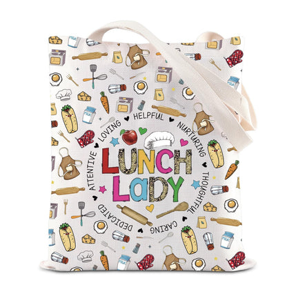 KUIYAI Lunch Lady Appreciation Tote Bag Cafeteria Crew Gift Lunch Squad Gift School Lunch Stuff Gift Cafeteria Lady Shoulder Bag