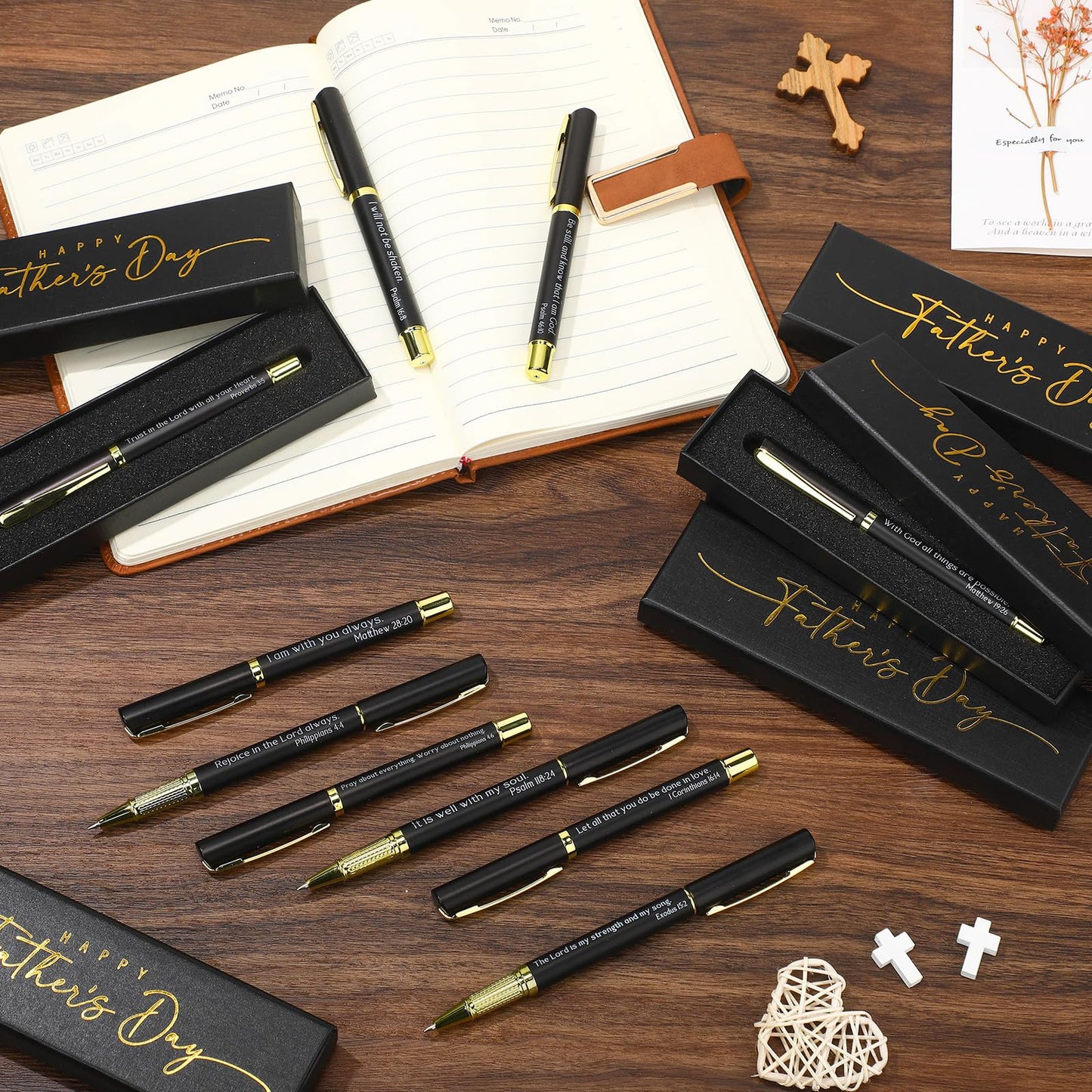 Spakon 30 Set Father's Day Gifts for Church Bulk Inspirational Bible Verse Pen Religious Christian Pens with Box Faith Based Christian Gifts for Men Pastor Office Church Welcome Favor Sunday School