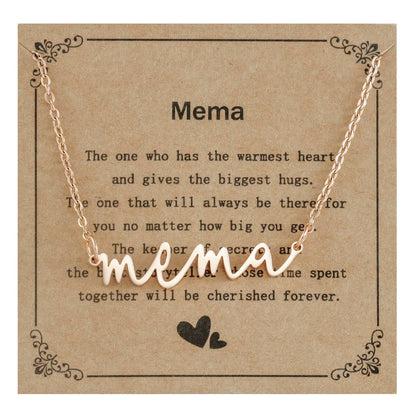 Mema Gifts Necklace for Women Grandma Birthday Personalized Items Jewelry Best Mema Necklace