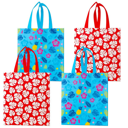 Fodran 20 Pcs Hawaiian Party Favor Bags, Reusable Cartoon Gift Non-woven Goodie Bags with Handles for Birthday Baby Shower Party Supplies Party Decorations