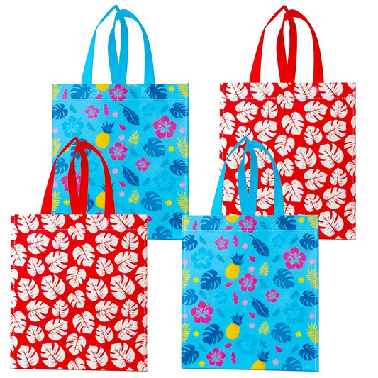 Fodran 20 Pcs Hawaiian Party Favor Bags, Reusable Cartoon Gift Non-woven Goodie Bags with Handles for Birthday Baby Shower Party Supplies Party Decorations