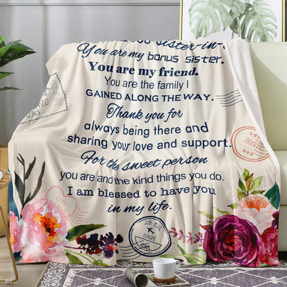 Sister-in-Law Gifts Blanket 60" x 50", Sister in Law Gifts for Women - Funny Present for Sisters Birthday Present Ideas Throw Blankets
