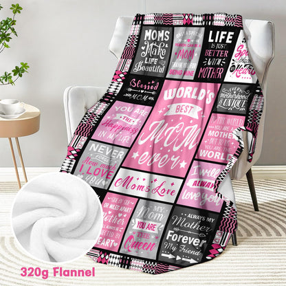 Moms Birthday Gifts from Daughter Son - Blanket Gifts for Mom - World's Best Mom Ever Gifts - Christmas Valentines Day Mothers Day Birthday Present for Moms - Mother Life Blanket 50"x60"