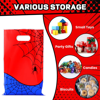 24 Pcs Small Gift Bags Bulk, Spider Web Gift Bag Party Favor Bags Treat Bags Double-sided Candy Bags for Party Favors Goody Bags Plastic Goodie Bags for Birthday Party for Spider Theme Decorations