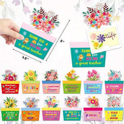 Fancy Land 12 Pcs Teacher Appreciation Gift Card Holders Money Card Sleeves Teacher Appreciation Gifts in Bulk for End of School Year Graduation