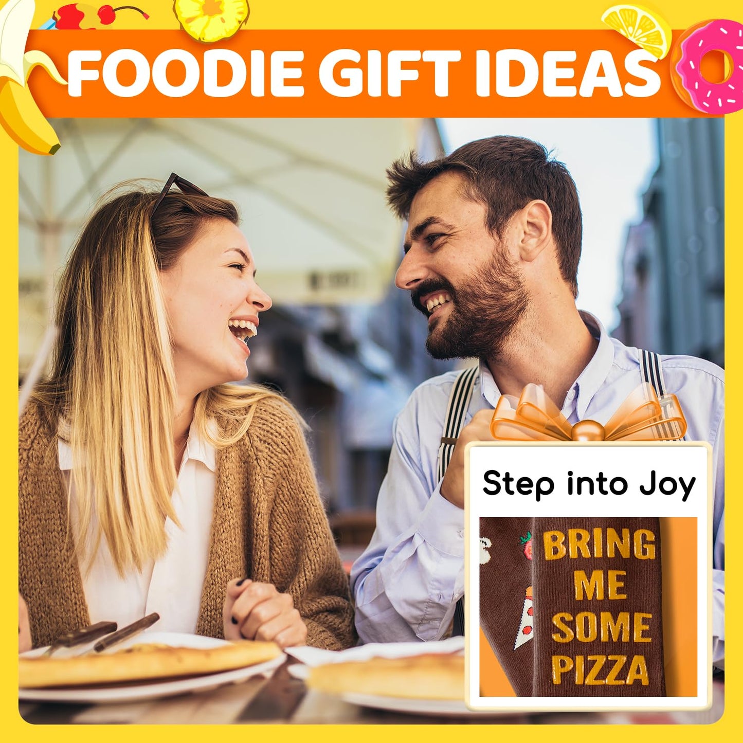 HAPPYPOP Funny Food Socks Men - Women Hot Dog Ramen Taco Gifts, Pizza Socks for Teens