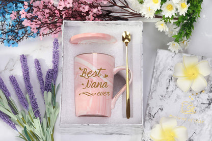 Best Nana Ever Mug Best Nana Coffee Mug Nana Mug Gifts Birthday Mothers Day Gifts for Mom Grandma from Grandkids Granddaughter Grandson Grandchildren Gifts 14 Ounce Pink with Gift Box