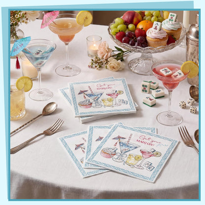 NatNarr 50 Pcs Mahjong Napkins, 6.5 x 6.5 Inch Mahjong Accessories Decorative Beverage Dessert Paper Napkins for Casual Gatherings Game Nights Bridal Showers, Mahjong Gifts