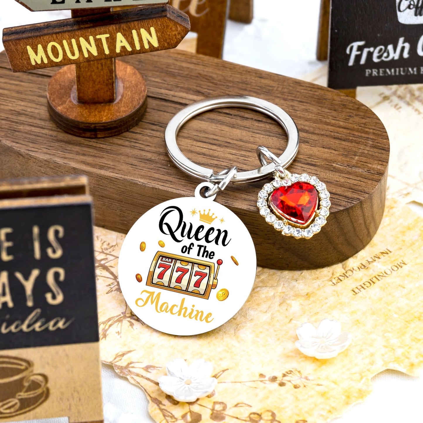 Gambling Gifts for Gambler Slot Machine Keychain Casino Gifts for Women Casino Lovers Gambling Keychain Queen of The Slot Machine Gift Good Luck Gift