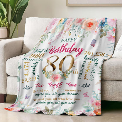 80th Birthday Gifts for Women,80 Year Old Birthday Gifts for Women,Gift for 80 Year Old Woman,80th Birthday Gifts,80th Birthday Decorations Throw Blanket 50"X60"