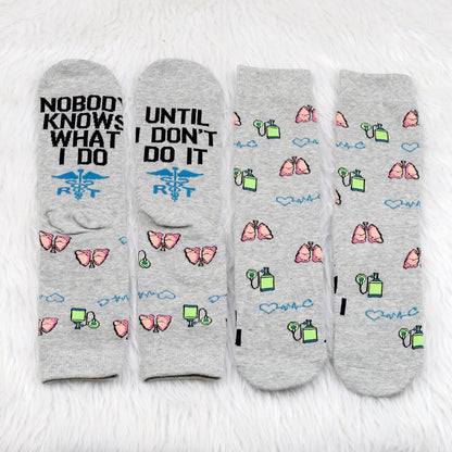 PXTIDY 1 Pair Lung Therapist Socks - Respiratory Therapy Socks for Pulmonology, RT Graduation or Nurse Gift