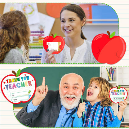 JUESMOS 8 Pack Teacher Gift Cards Holder Teacher Appreciation Week Apple Card Holder Money and Gift Card Sleeves for End of Year Preschool Kindergarten High School Graduation Gifts