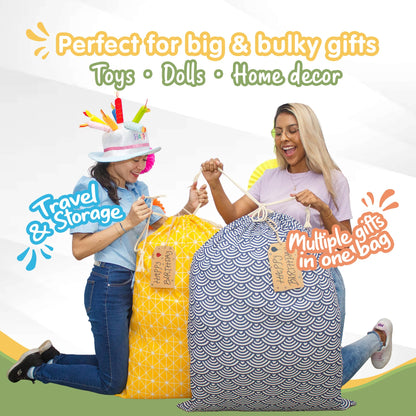 ERIBAGZ 2 pcs Giant gift bag 35.43” x 27.55”. Bonus: 5 gift tags & string. Reusable Jumbo gift bag. Extra large gift bag. XL gift bag. Ed. 1.