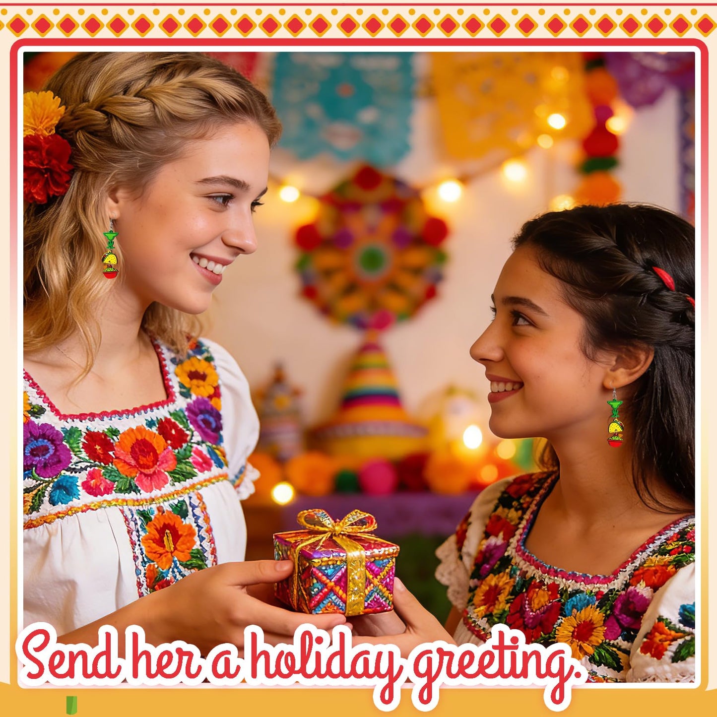 Cinco de Mayo Earrings for Women – Mexican Style Dangle Earrings, Mexican Gifts for Women Grandma, Cinco de Mayo Decorations Accessories