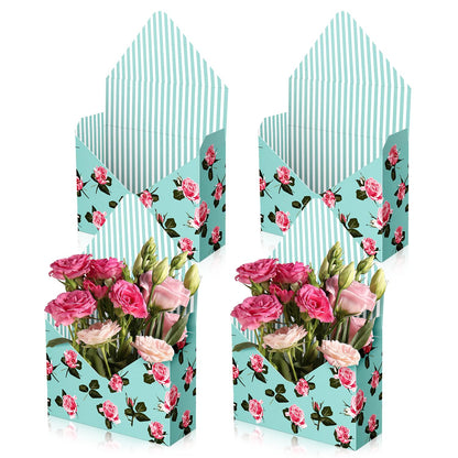 Lyforpyton Blue Mother's Flower Arrangement Gifts Boxes , Envelope Gift Box For Flowers , Foldable Decorative Bouquet Packaging Paper Box, Suitable for Flower Shop , Wedding , Party , Birthday , Valentine's Day and Mother's Day（4 Pcs )