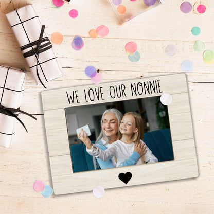 Nonnie Grandma Picture Frame, Mother's Day Gifts for Grandma, Grandmother Gifts From Grandkids Photo Frame 4X6, We Love Our Nonnie Wooden Photo Picture Frames for Desk Tabletop Decor