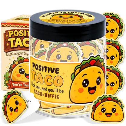 Positive Taco Cards Jar, Affirmation Cards For Women, Tacos Lovers - Welcome Back To School Gifts - 60 Emotional Support Taco Tuesday - Encouragement Gift for Womens, Coworker - Unique Birthday Gift