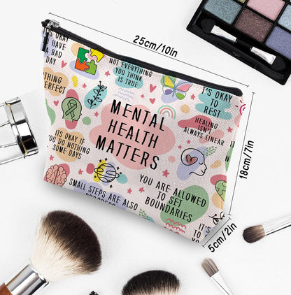 Mental Health Gifts Makeup Bag - Awareness Gift, Daily Affirmation, Positive Quotes Cosmetic Bag for Women