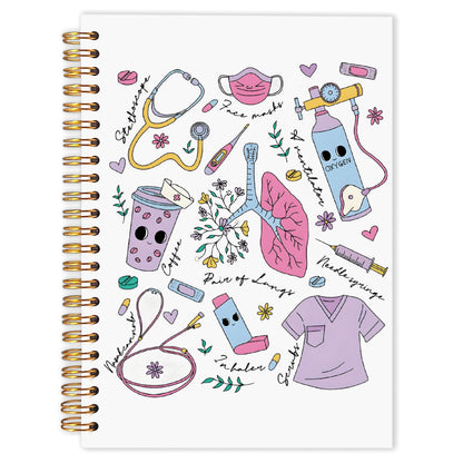 Respiratory Therapist Spiral Notebook, Preppy Pulmonologist Journal for Women, Respiratory Therapist Gifts Journal, Lung Therapist Notebook for Note Taking, 5.5x8.3 Inch