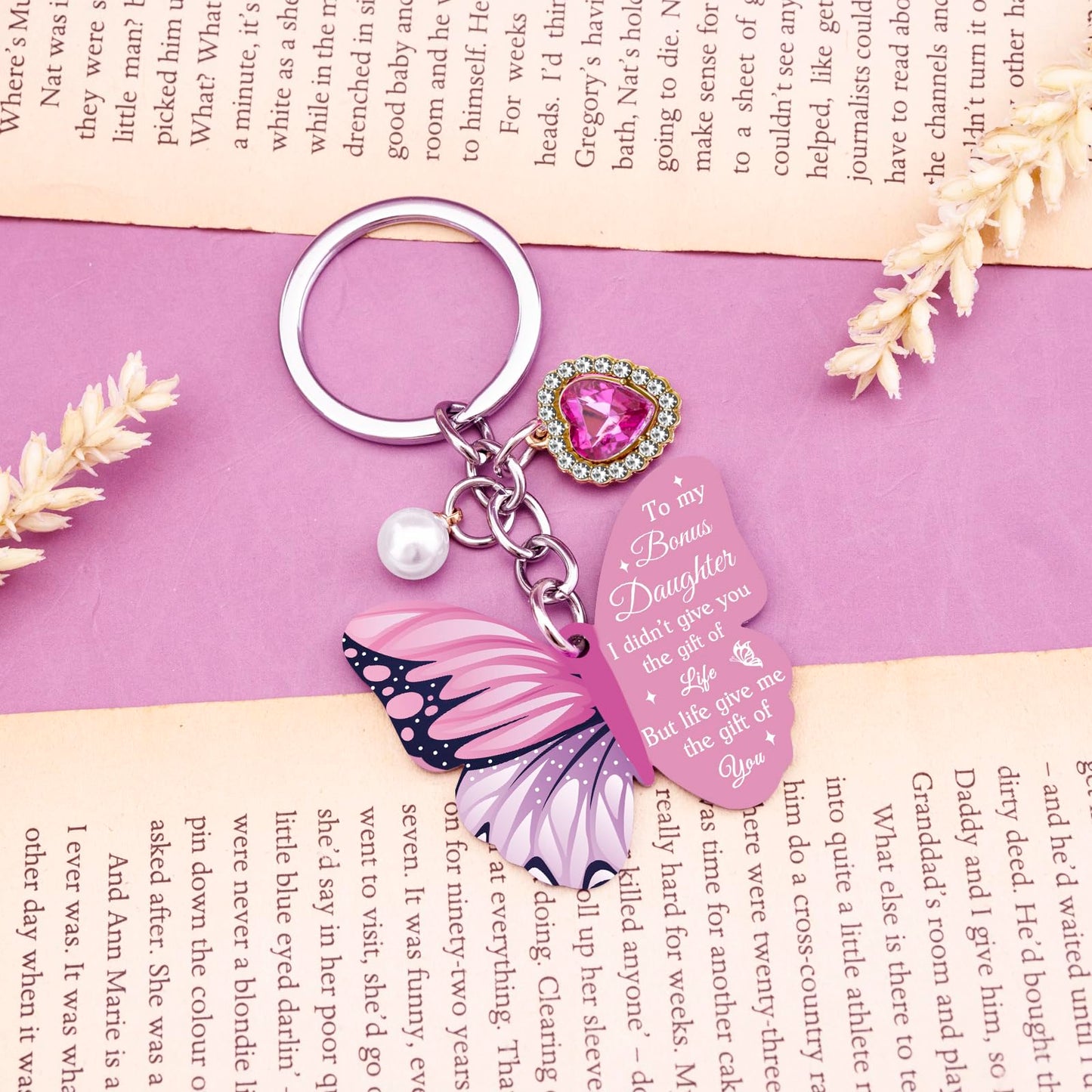 Bonus Daughter Gifts For Birthday Stepdaughter Keychain From Stepmom Stepdad Mothers Day Christmas Graduation Gifts