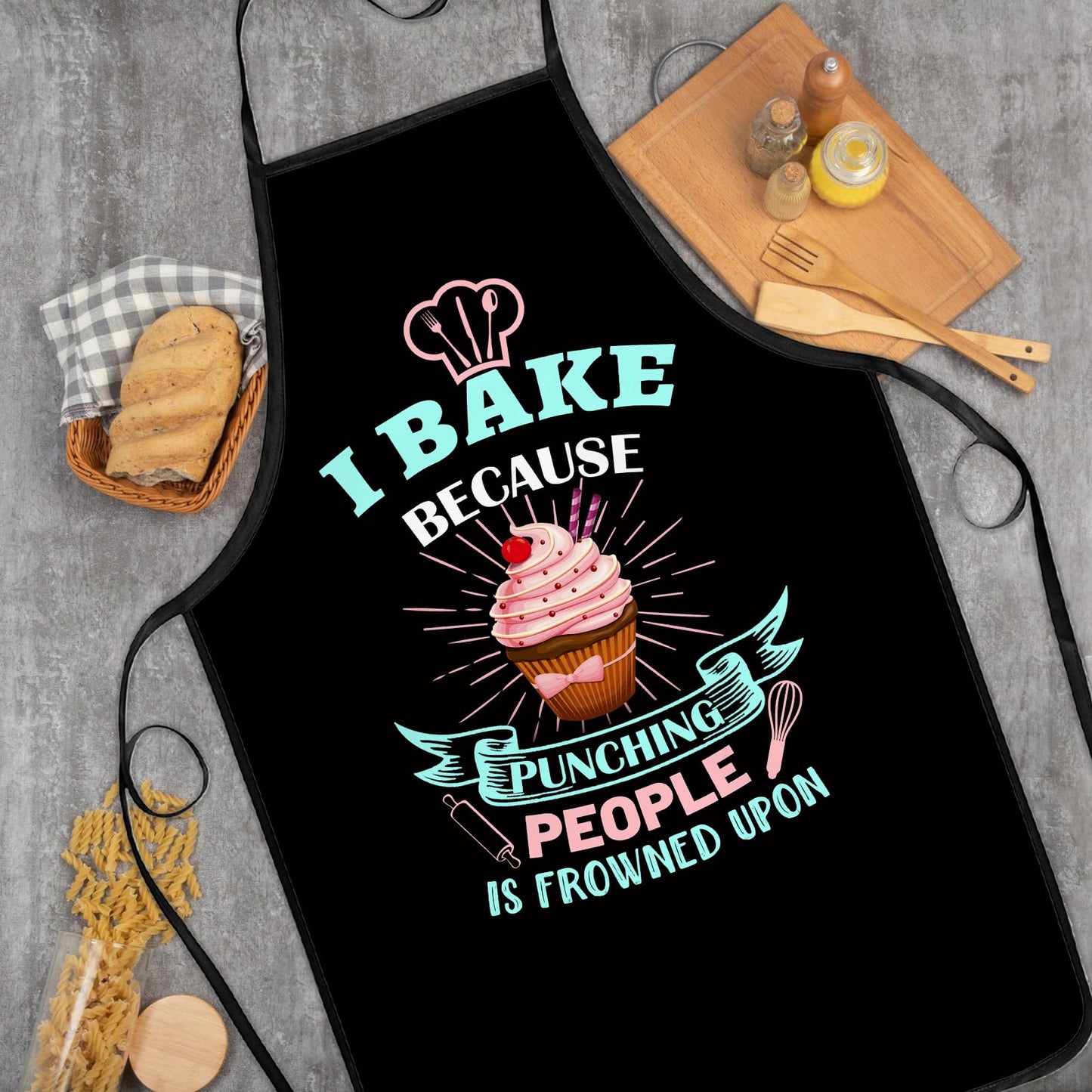 Baking Apron for Women I Baking Because People Is Frowned Aprons Gifts for Men Woman Family Friends