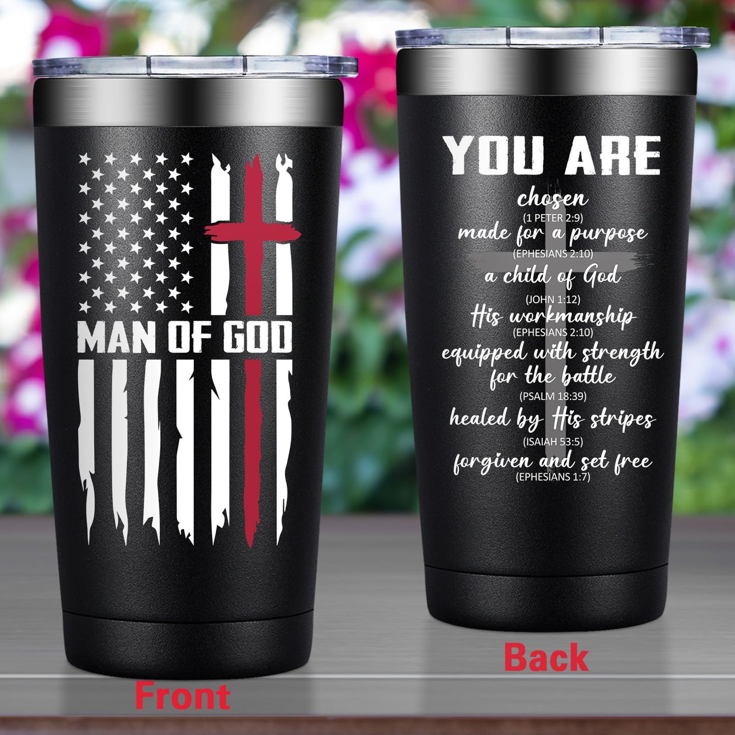 Grifarny Christian Gifts for Men - Catholic Gifts - Religious, Inspirational Scripture, Easter, Baptism Gift for Spiritual Men, Man of God Coffee Tumbler 20 oz