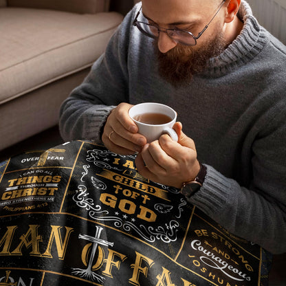 Fathers Day Christian Gifts for Men Blanket 60"x50", Religious Inspirational Spiritual Gifts for Men, Gift's for Christian Man, Pastor/Faith Based/Catholic/Bible Verse/Baptism Gift for Boys