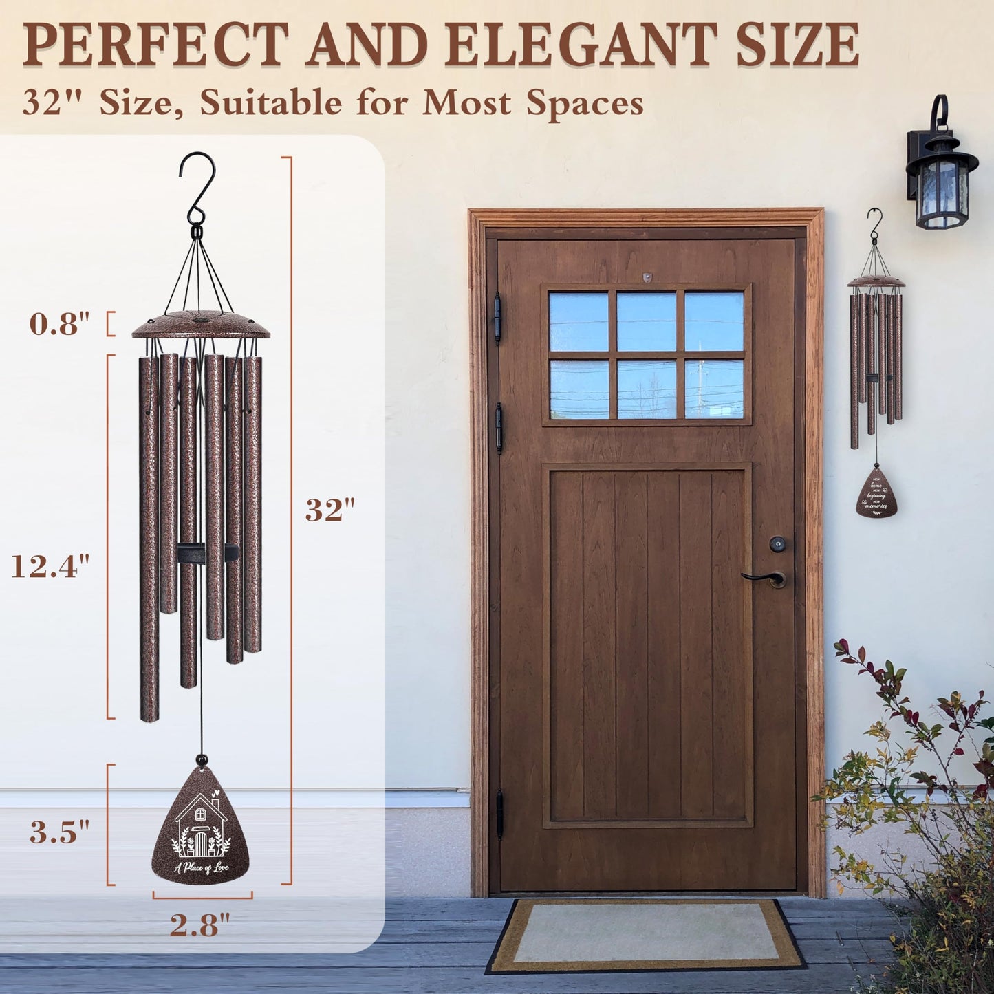 House Warming Gifts New Home, 32" Bronze Wind Chimes Housewarming Gifts, New Home Gift Ideas for Women Men Homeowners Couples Family Friends, Unique First Home Gift for Apartment Decor