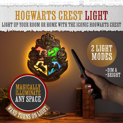 Paladone - Harry Potter - Hogwarts Crest - Lamp with Control Wands Black