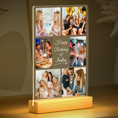Jkolalin Custom Picture Frames with Photo, Personalized Picture Frame with Night Light, Custom Photo Frame, Customized Best Friend Photo Gifts, Personalized Birthday Gifts for Women Friends Her Him