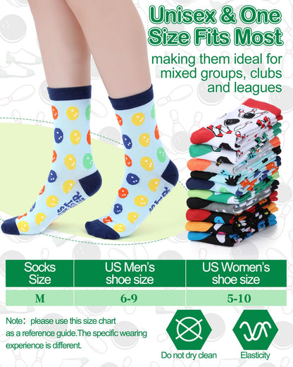 Berlune 30 Pairs Novelty Bowling Socks for Men Funny Bowling Fathers Day Crew Socks Gifts Bulk Sport Gift for Bowlers Lovers