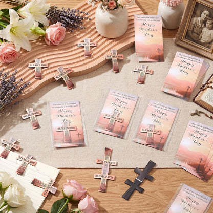 Spakon 30 Set Christian Mother's Day Gifts Religious Cross Bookmarks for Church Menbers Blessed Mom Magnet Bookmarks and Bible Verse Cards Appreciation Gifts for Book Lovers Devotional Study Guide