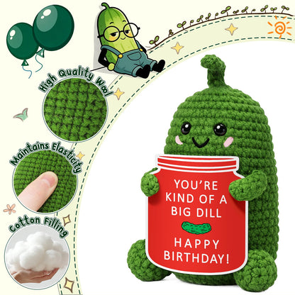 Xinezaa Crochet Pickle Gifts, Birthday Gift for Women Men, Cute Funny Birthday Card for Mom, Dad, Sister, Friend, Daughter, Wife, Girlfriend, Teens, Coworkers, Unique Bday Gifts Present for Her
