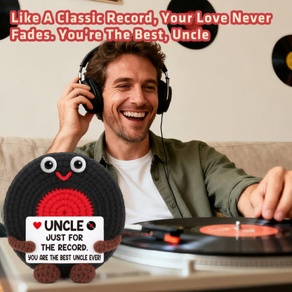 Fathers Day Uncle Gifts from Niece Nephew Best Uncle Ever Gifts Birthday Father's Day Retirement Favorite Uncles Gift from Niece Nephew Handmade Crochet Vinyl Record Music Lover Uncle's Gift