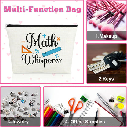 Mxrymvu Math Teacher Cosmetics Bag Math Lover Gift Makeup Bag Funny Teacher Appreciation Present from Student Teacher's Day Birthday Present for Mathematician Travel Makeup Pouch