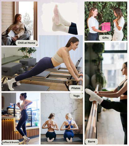 Pilates Socks with Grips for Women, Cute Grip Socks for Yoga, Barre, Reformer& Home workouts, Great Gift Idea